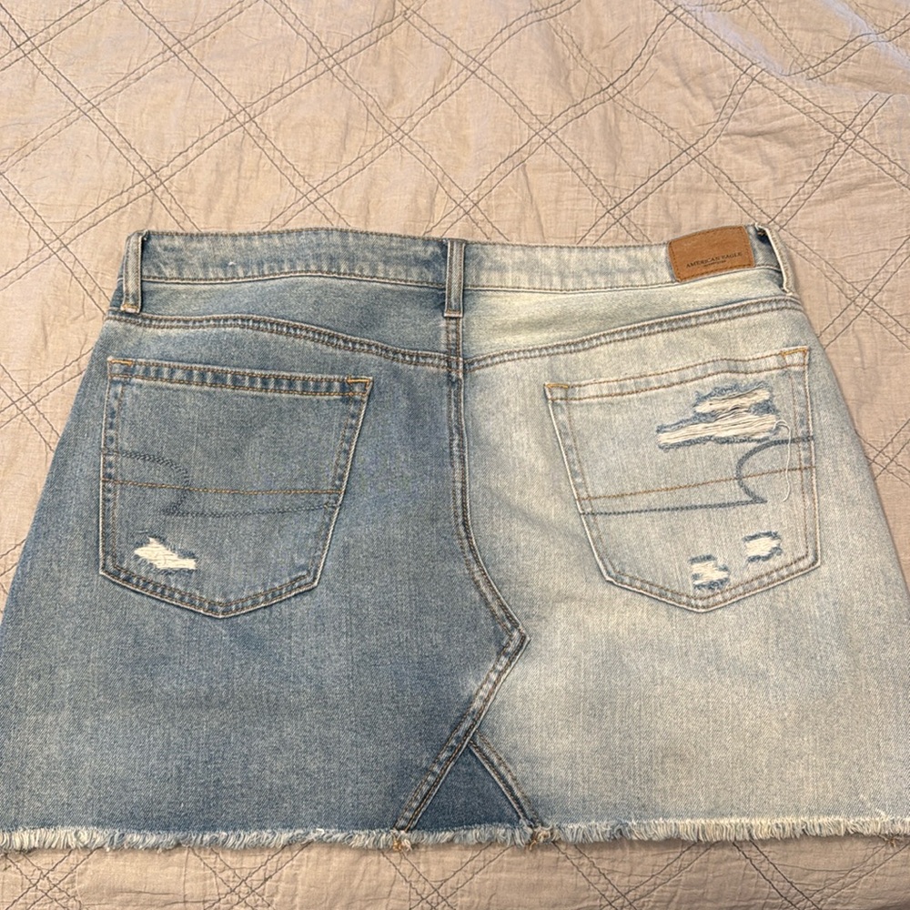 American Eagle Denim high rise festival mini skirt two toned  size 12 long